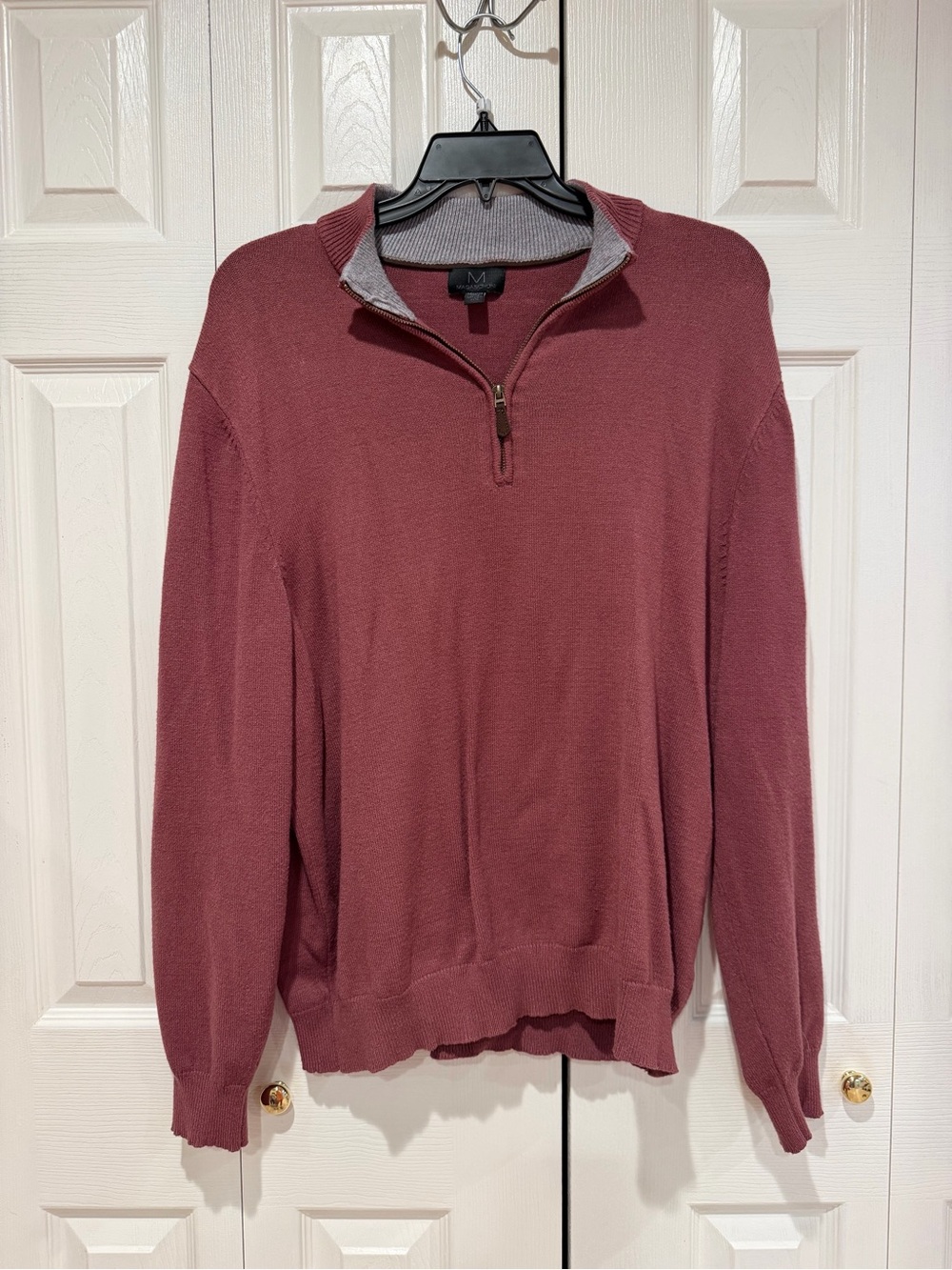 Magaschoni Men's Quarter-Zip Sweater in Dusty Mauve